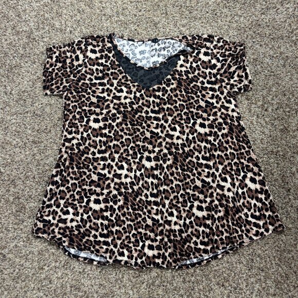 Women's Cheetah Print Blouse with Lace Front -  Size 4X - Preowned - 2067 - Picture 1 of 3